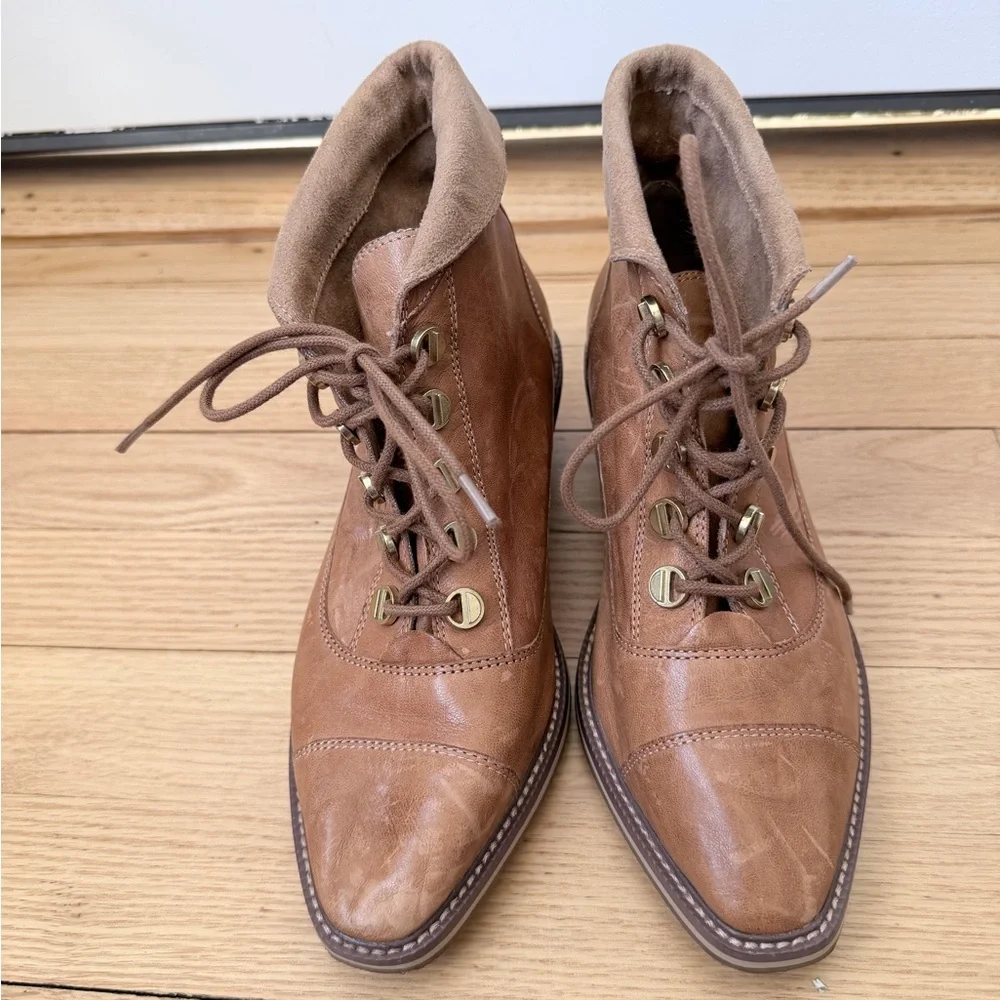 Kelsie‎ Dagger Anthropologie Brooklyn Cortez Ankle Boots Tan Camel Brown Size 6